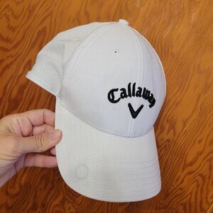 Callaway Golf White Performance Hat Cap Adjustable Moisture Wicking Odyssey Logo